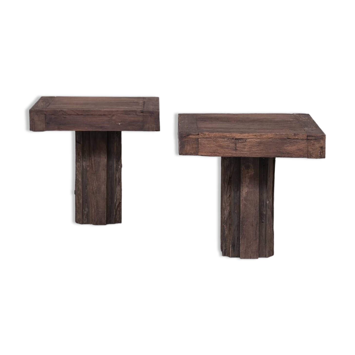 Paire de tables d'appoint en bois Wabi-Sabi, Belgique 1950