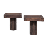 Paire de tables d'appoint en bois Wabi-Sabi, Belgique 1950
