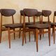 Set of 6 vintage wood and leatherette chairs
