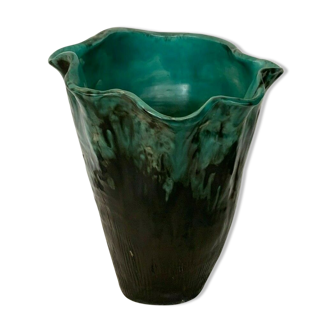 Vase en céramique emmaillée des année 70 signée R.Steenbakkers XX siècle