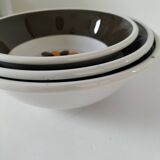 Trio of Italian 1970s deep plates, ochre brown floral decoration