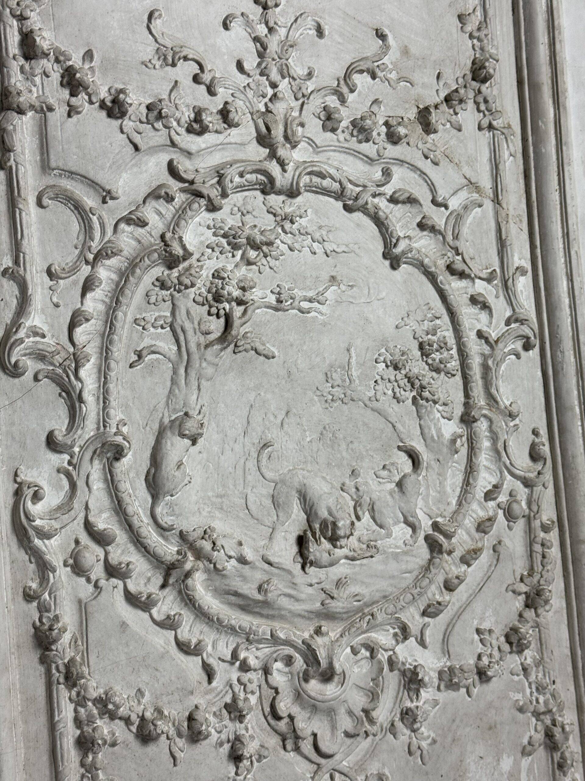 Plaster ceiling fragment framed