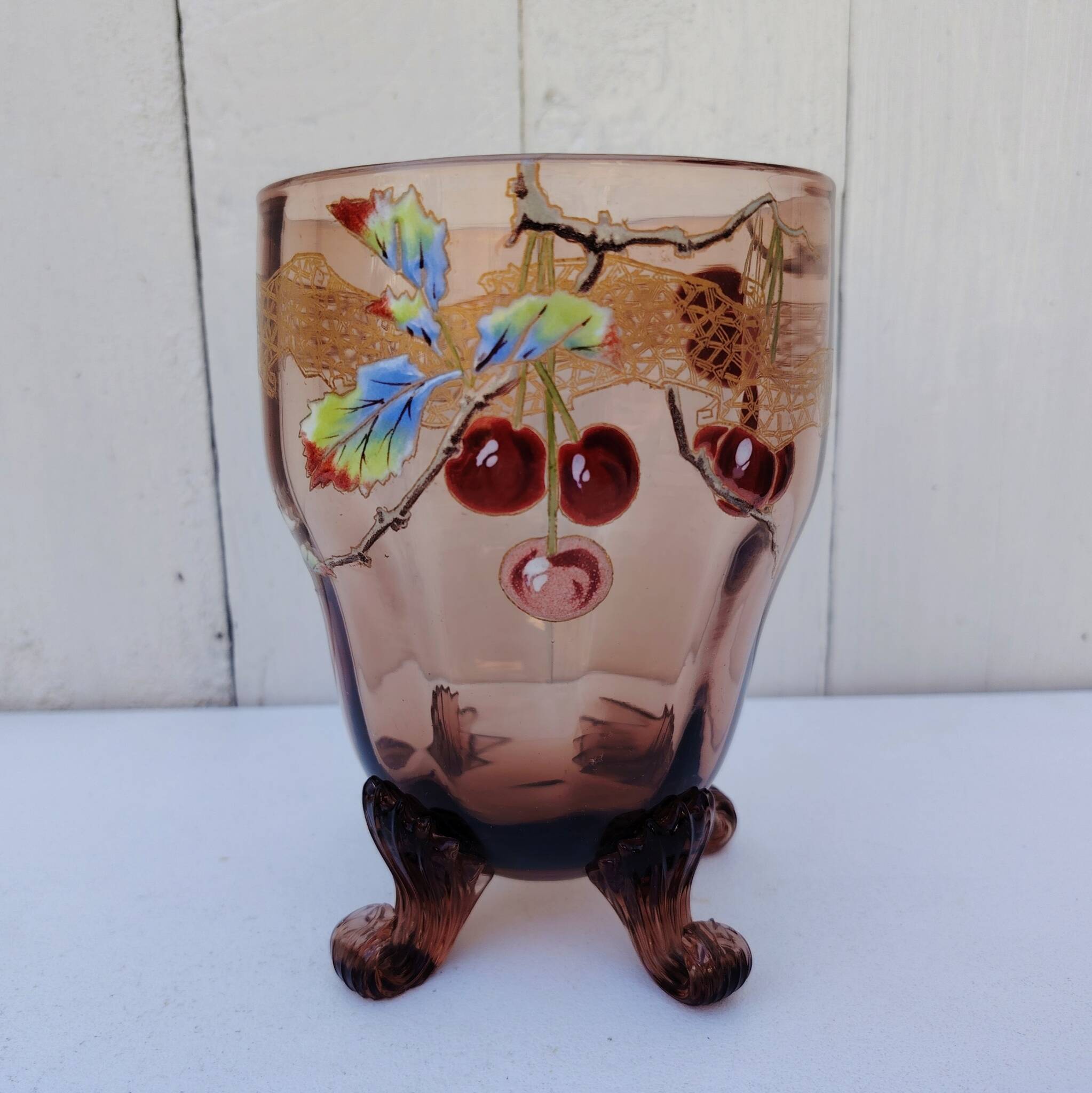 Cerise service with Legras brandy, Art Nouveau, Montjoye