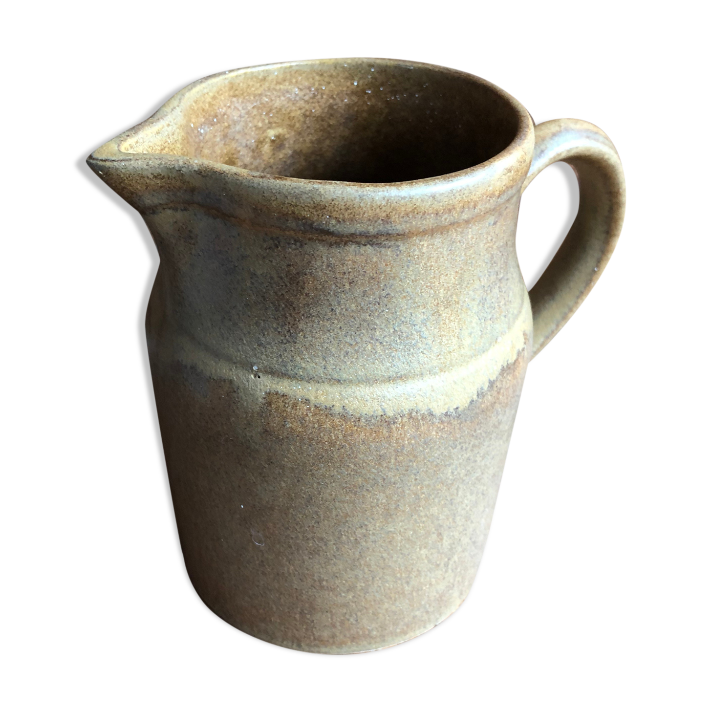 Old pitcher digoin + cove ceramic beige france vintage