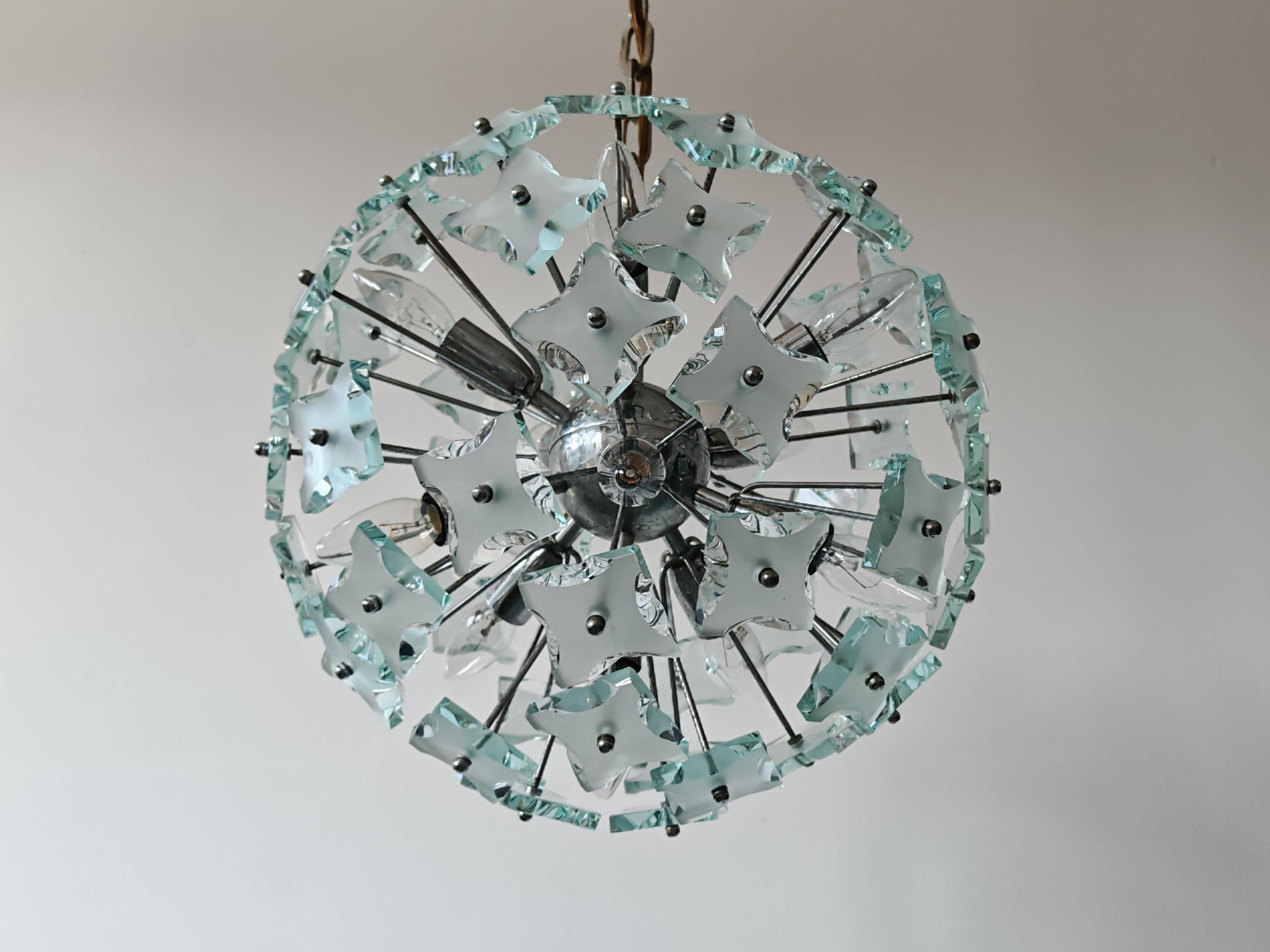 Suspension en verre de Murano "Dandelion" milieu du siècle par Zero Quattro années 1970