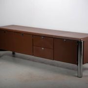 No. 3076 credenza extension in Vitello leather from the Pfister Executive Office Collection for KnollStudio. Circa 1988