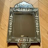 Miroir vénitien ancien avec gravures florales