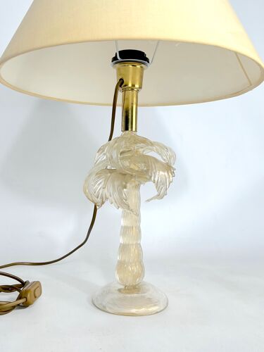 Lampe de table en laiton rare et verre de Murano par Tommaso Barbi
