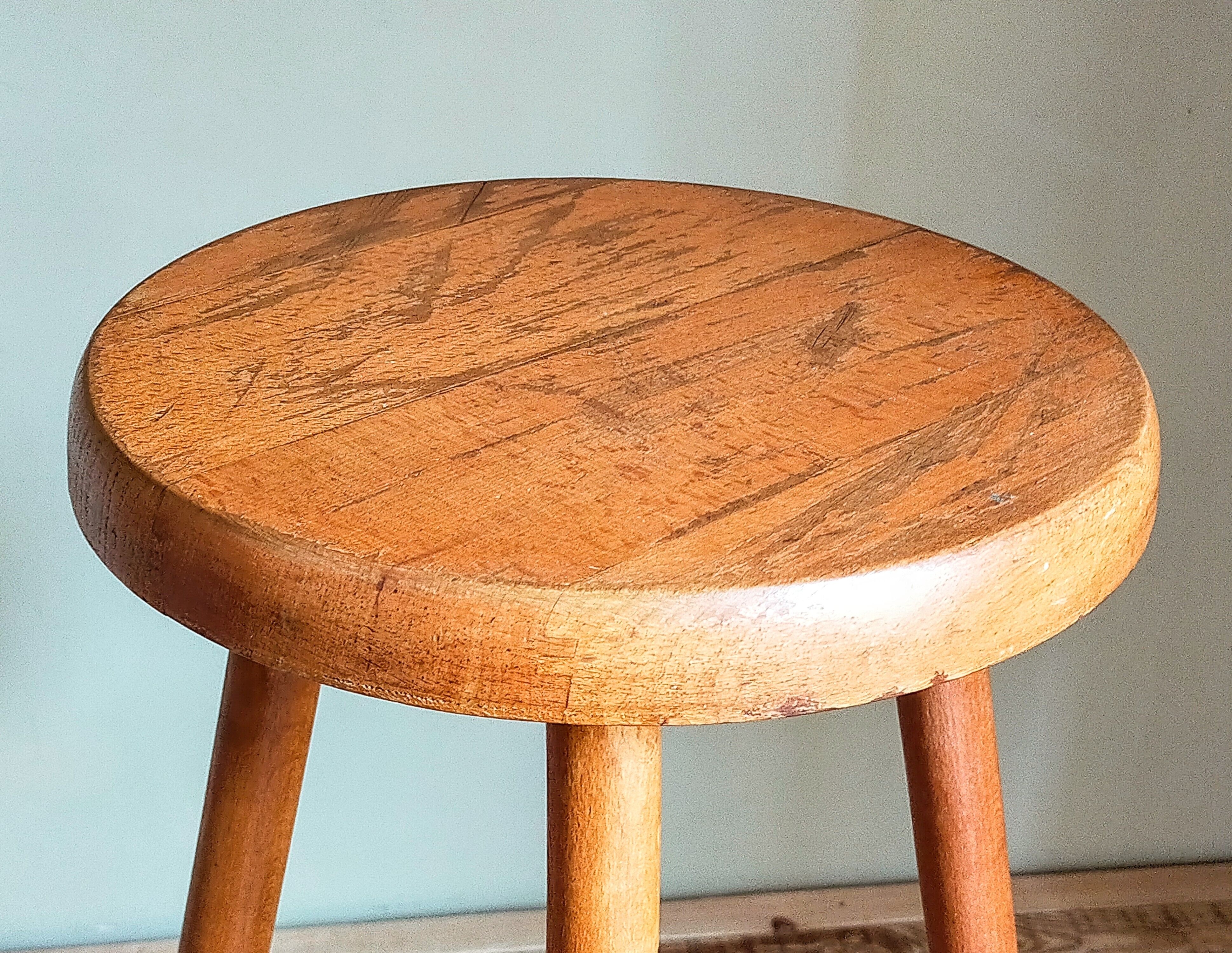 Vintage solid blond wood bar stool