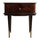 Table de chevet ancienne en bois marqueté et laqué