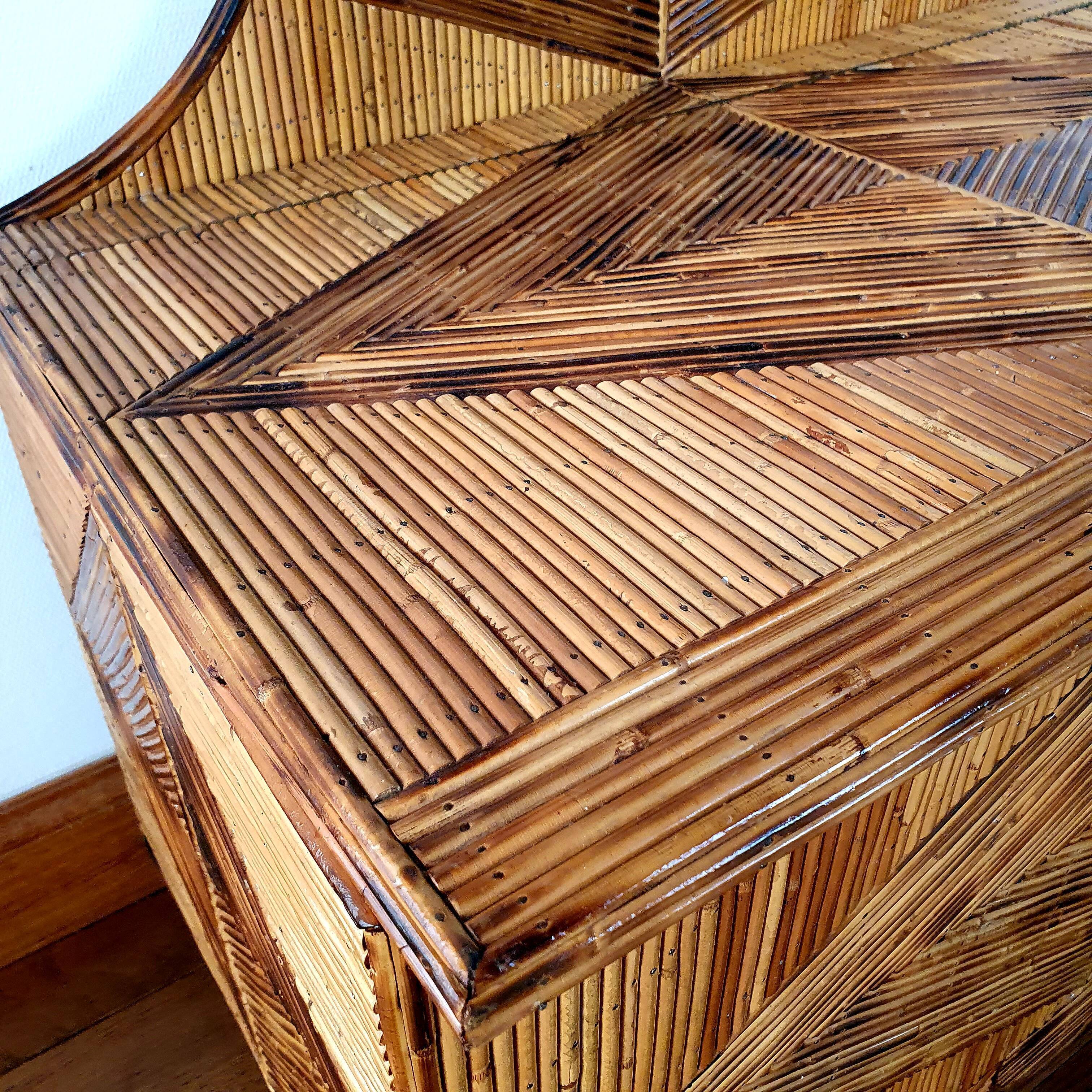 Rattan marquetry chest