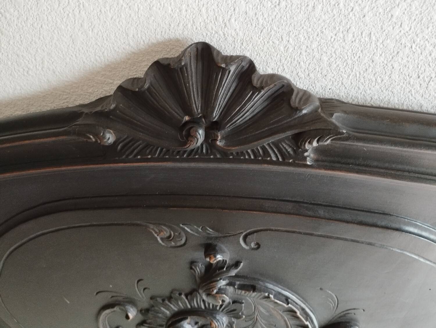 Rocaille Louis XV style headboard, black patina