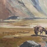 HSP table "Animated alpine landscape" early XX° signed