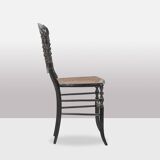 Cane chair in turned and blackened wood. Napoleon III.