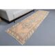 Tapis de couloir vintage turc Oushak fait main en laine et coton orange