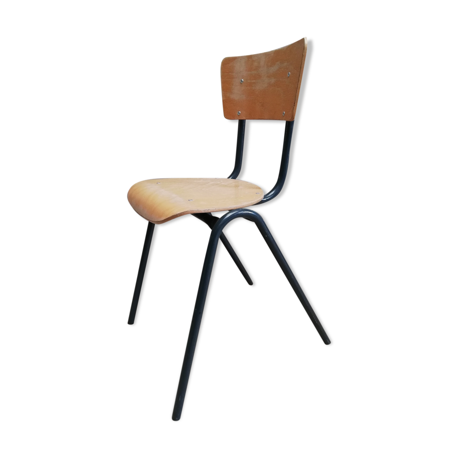 Steel chair wood foot design compass Scandinavian vintage 60 70
