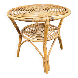 Table en rotin bambou année 1970