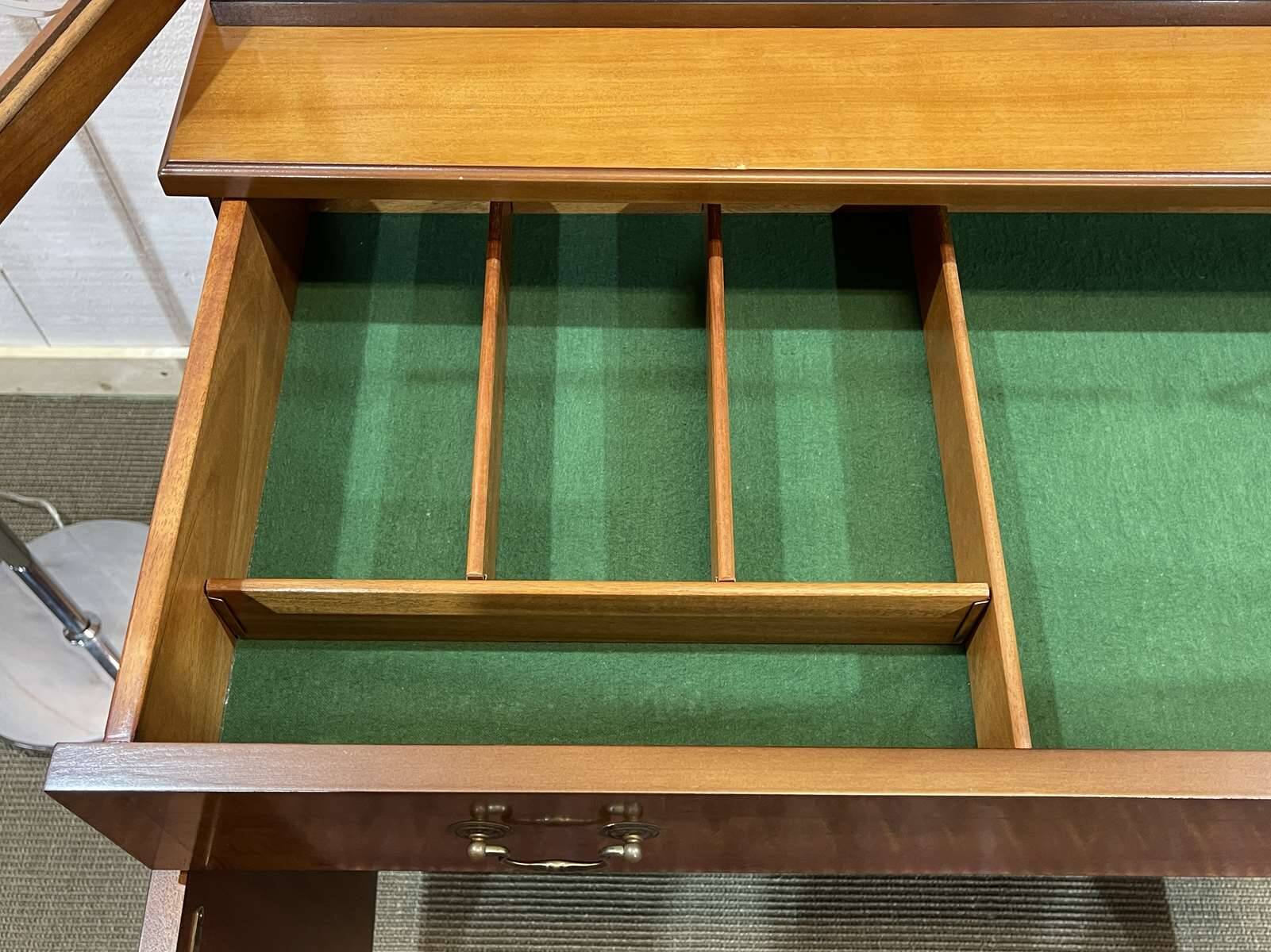 English display cabinet with two sections made of yew from the 1980s.
