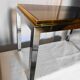 Table basse en métal chromé et laiton,années 70