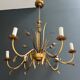 Golden Metal Chandelier with Reed Bouquet Decoration. Coco Chanel Style. Work