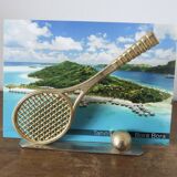 Serre livres en métal chromé et laiton "tennis & golf" années 70