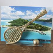 Chrome and brass bookends "tennis & golf" from the 1970s.