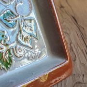Terracotta plate signed P.Boy, glazed artisanal ceramics.