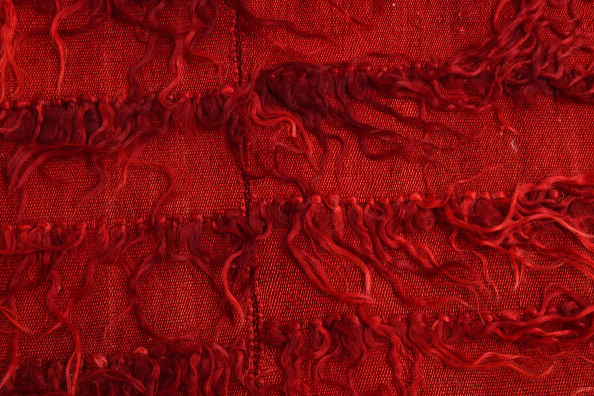 3x5 Wine Red Long Hairy Vintage Kilim Rug, 108x162Cm