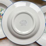 6 soup plates in speckled Italian earthenware "Tiffany" - vintage bird motif