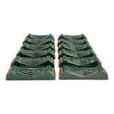 12 vintage green and gold ceramic knife holders from the 50s