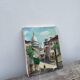 Old oil painting depicting a street in Montmartre
