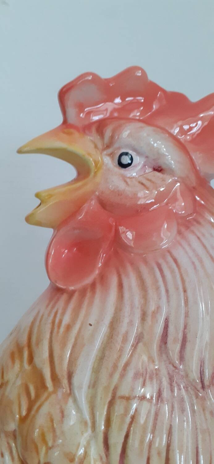 Vintage barbotine rooster pitcher