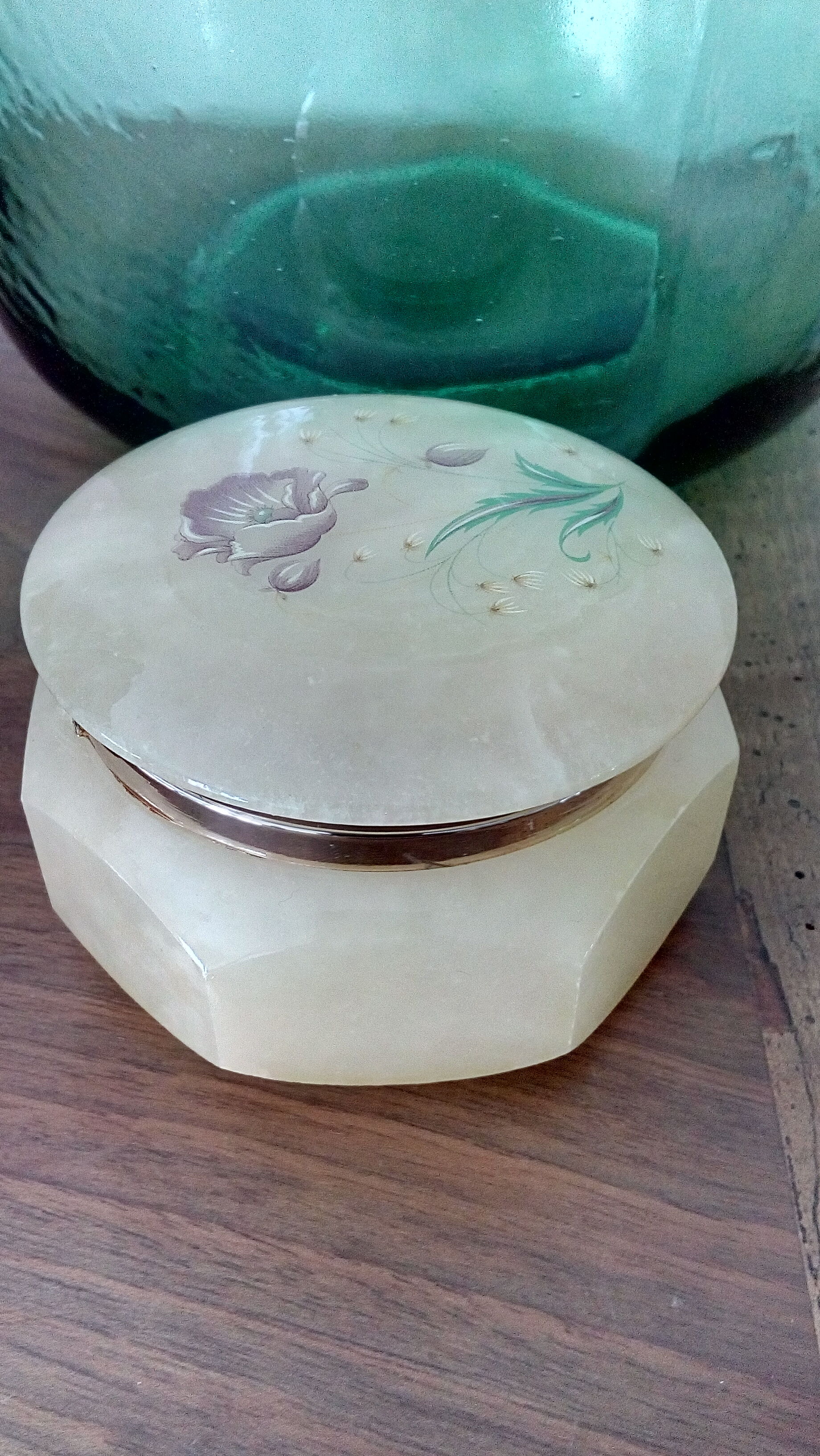 Boîte coffret albâtre et fleur