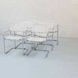 6 Fasem Italia chrome and white leather chairs