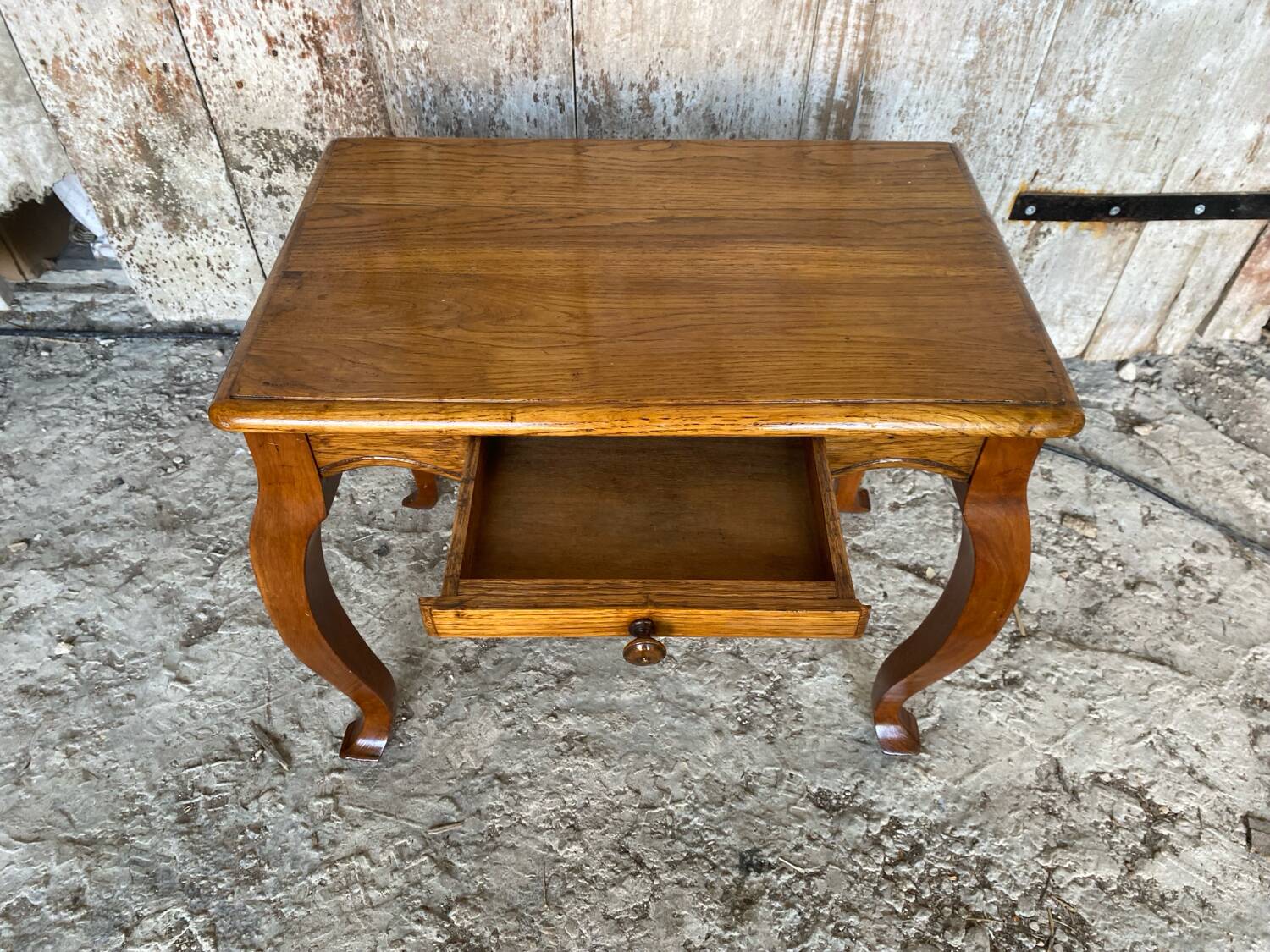 Louis xv style writing table nightstand wood + drawer 19th century walnut vintage