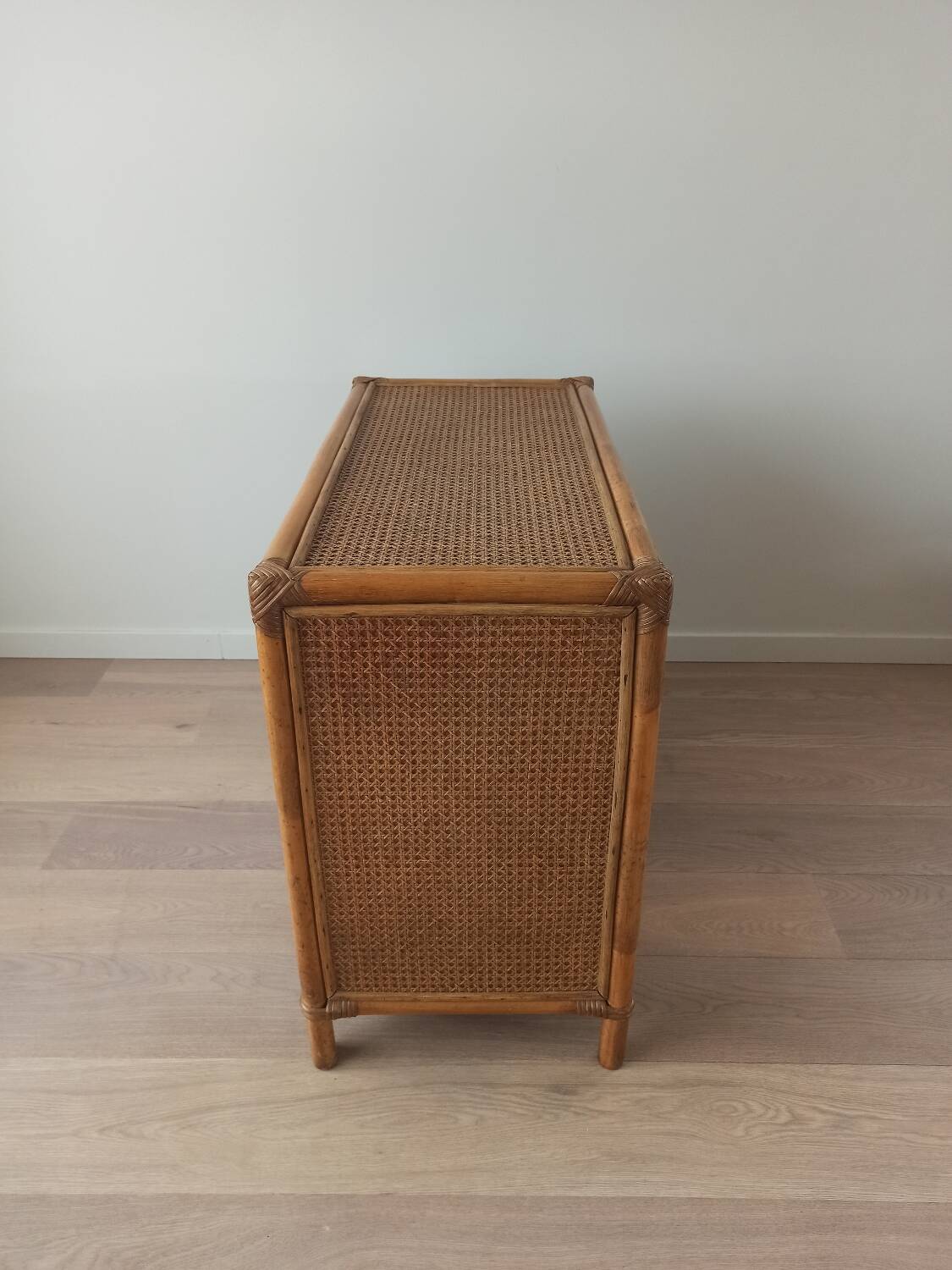 Bamboo and rattan chest of drawers, 70's