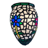 Paire d’appliques murales style Tiffany en mosaïque de verre coloré