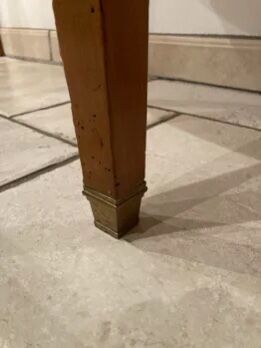 Half moon table with cherry and walnut