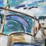 Tableau peinture moderne vue du pont de Chatou XXe