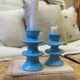 Baby blue sky blue candle holder