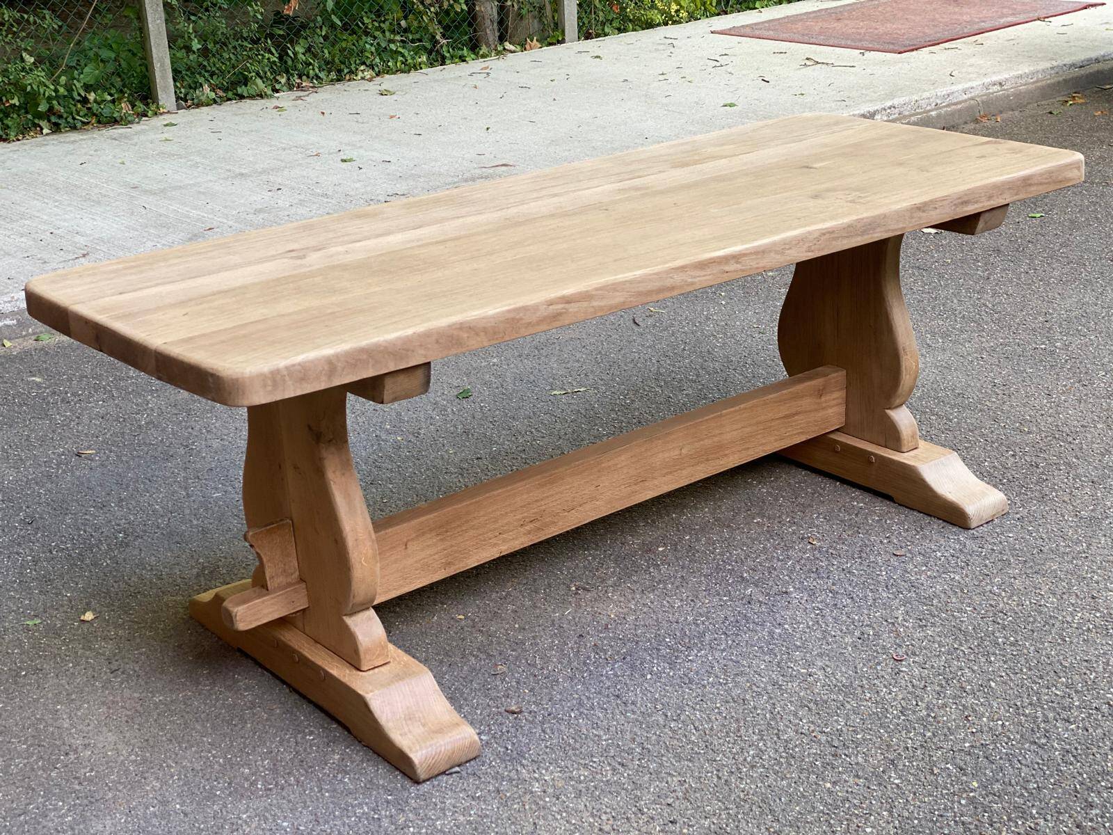 Renovated 19th century solid oak monastery dining table 200cm