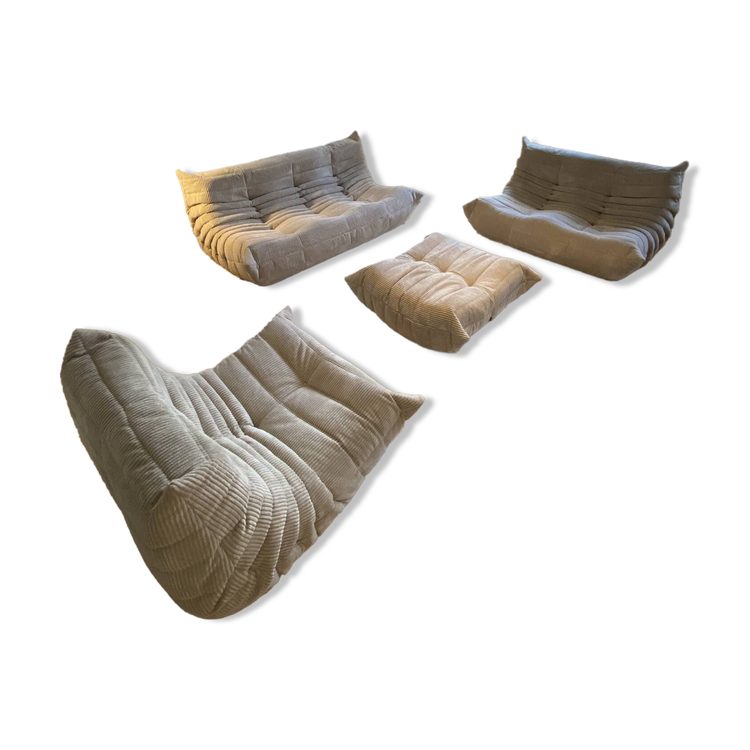 Ligne roset – ensemble togo 4 pièces – velours côtelé beige