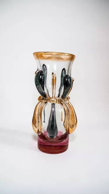 Ion Tamaian mouth-blown glass vase