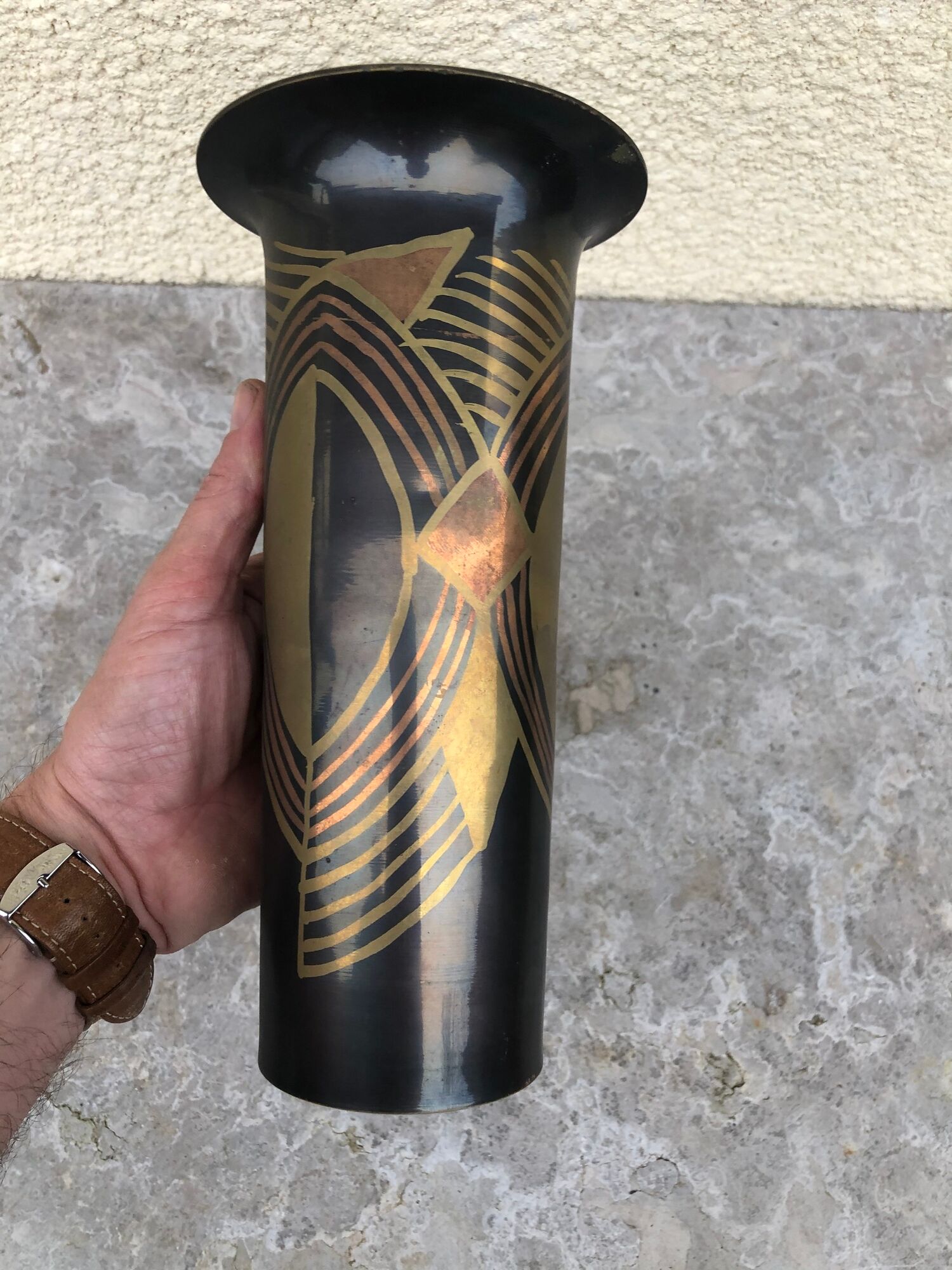 Vase art deco in dinanderie . France circa 1930 - 1940
