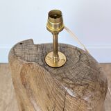 Brutalist oak sculpture lamp
