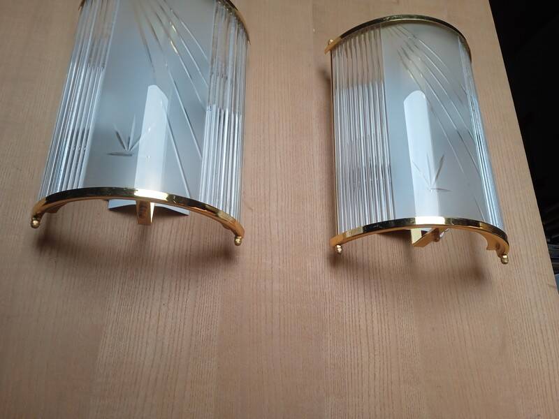 Pair of vintage Hollywood Regency wall lights, 1980s