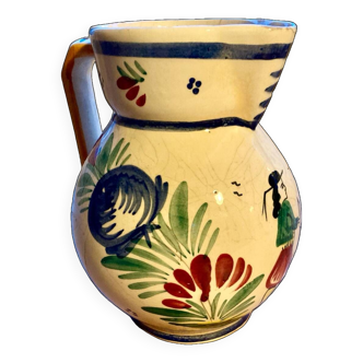 Small HB Quimper pitcher in polychrome earthenware.
