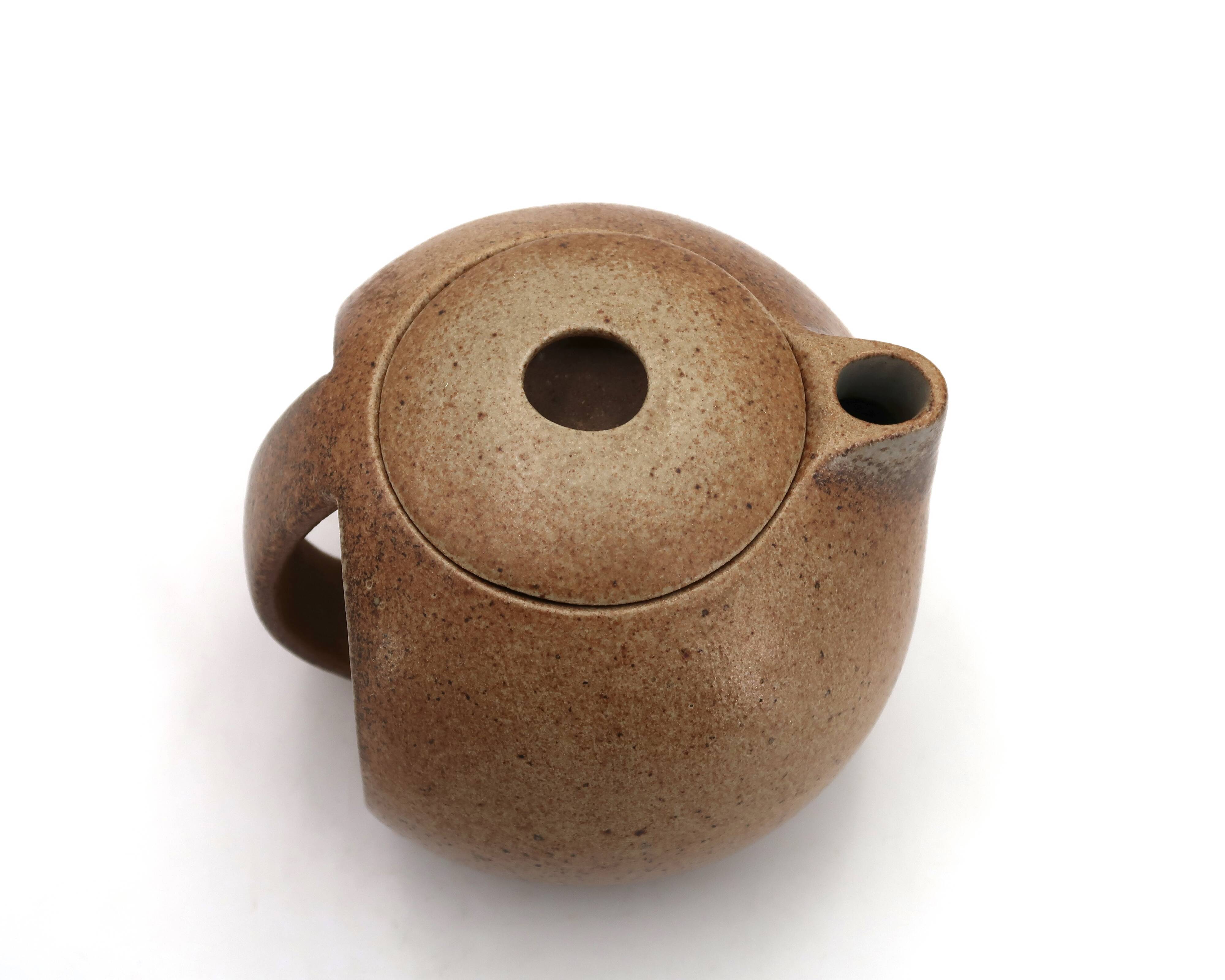 Modernist stoneware ceramic teapot by Michel Lévêque, 1950s