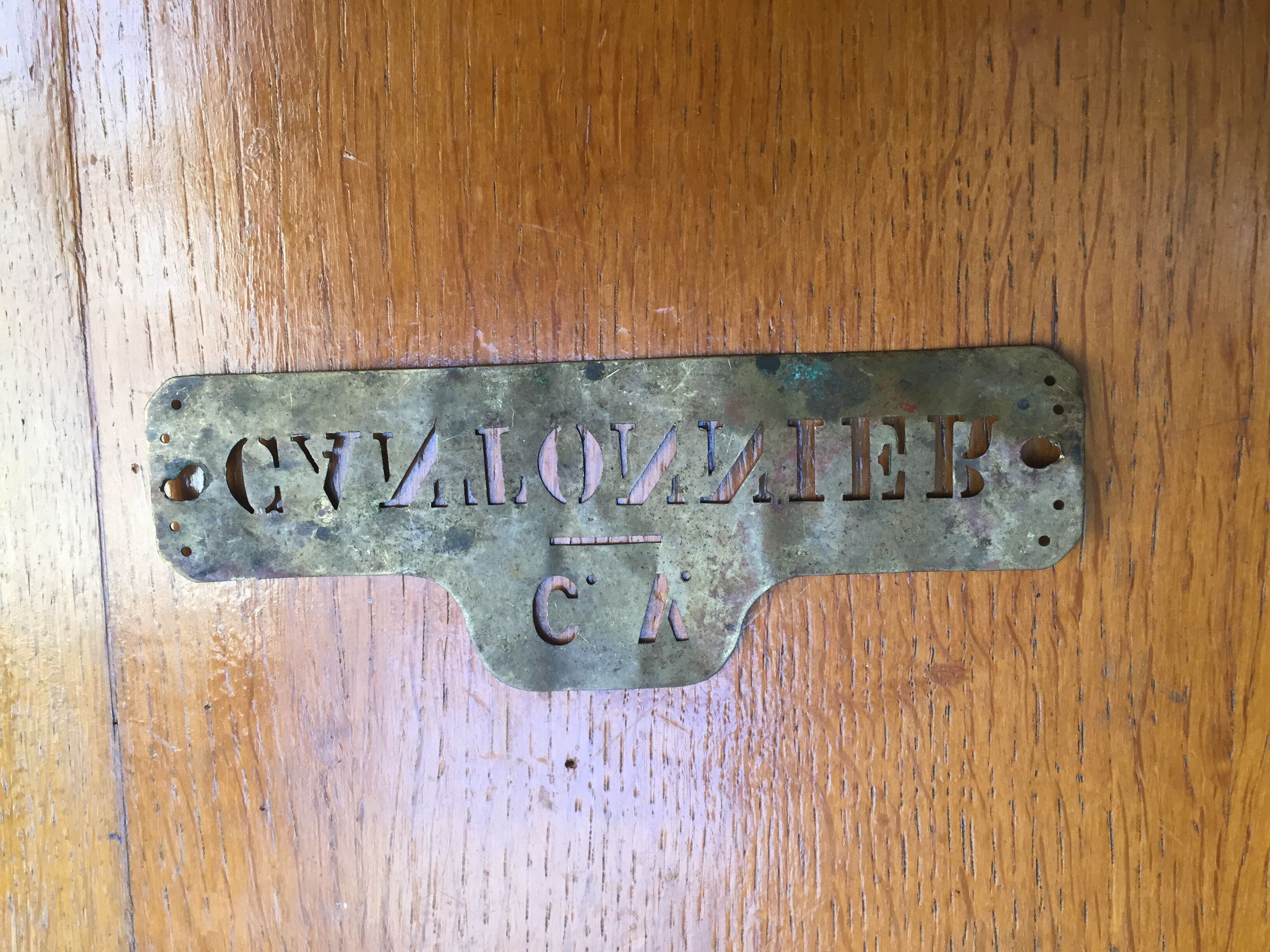 Cantonnier brass plate