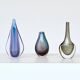Nils Landberg black glass "Sommerso" vase Orrefors Sweden 1950